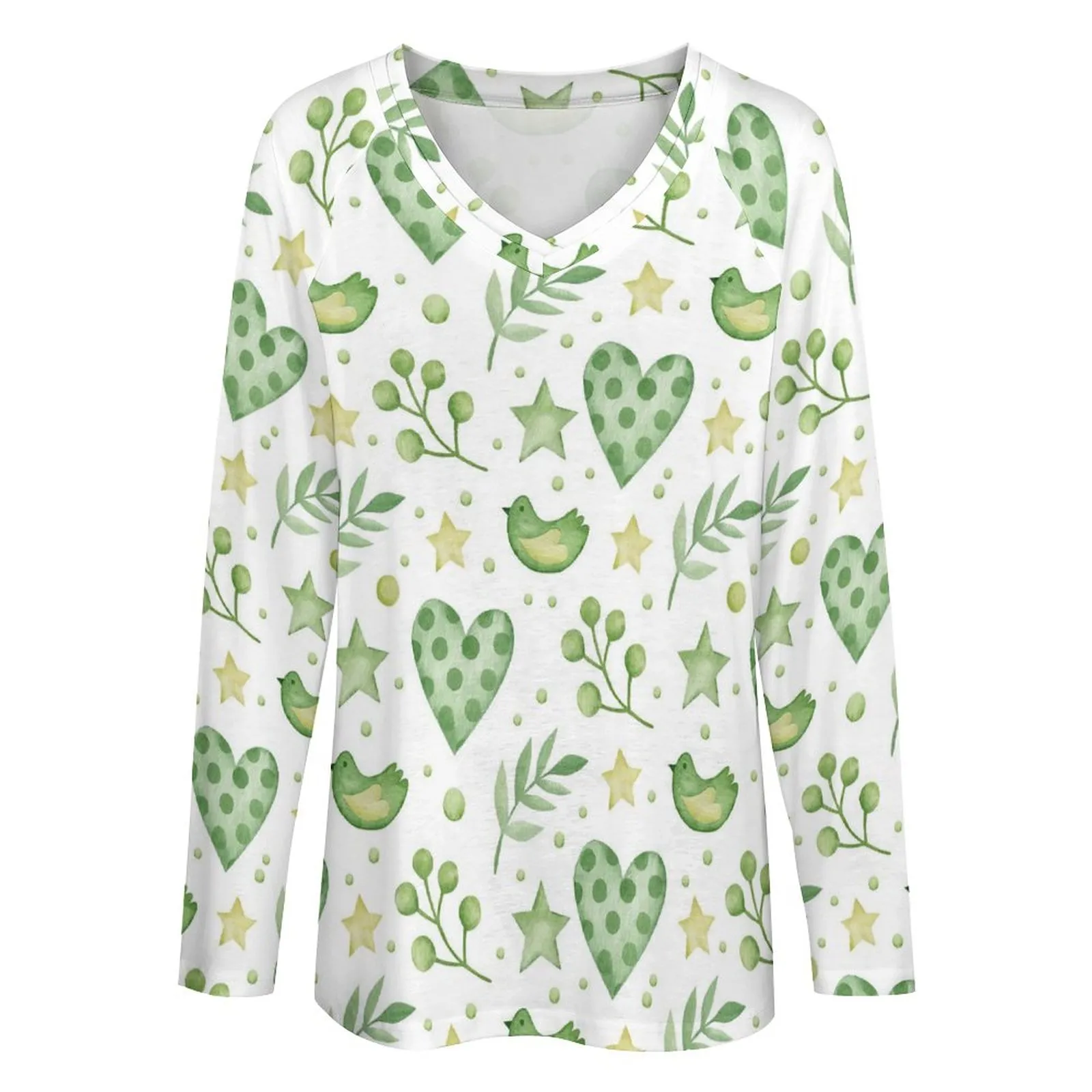 Individuelles V-förmiges, langärmliges, lockeres T-Shirt mit Doppelkragen. Weiches, bequemes und stilvolles Geschenk zum St. Patrick's Day. 95 % Polyester + 5 % Elastan, 253 g, Kontrastfarbe