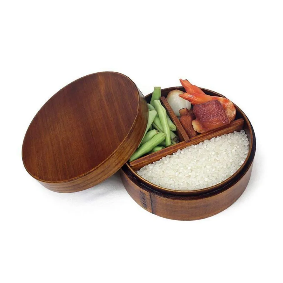 ABZC-Japanische Bento-Boxen, hölzerne Lunchbox, Sushi, tragbarer Behälter, Holzbehälter265S