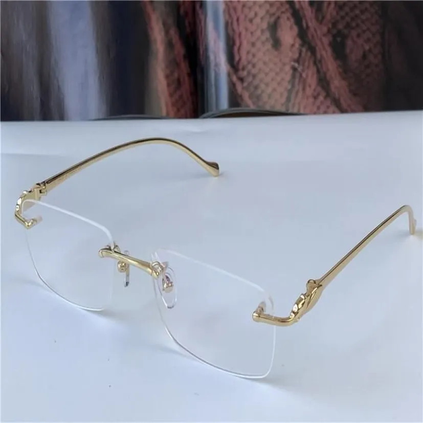 Nowe okulary optyczne projektanta mody 5634295 Retro metalowy bezszroce przezroczyste soczewki Zwierzę Zwierzę