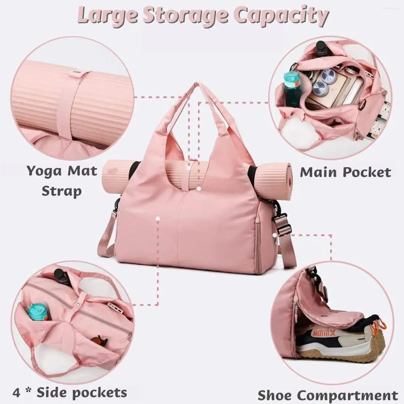 Womens Yoga Tote Bag Duffel With Mat Holder Shoe Compartment Wet Dry Pockets For Gym Travel Weekends From Bestfashion07 22.01 DHgate.Com