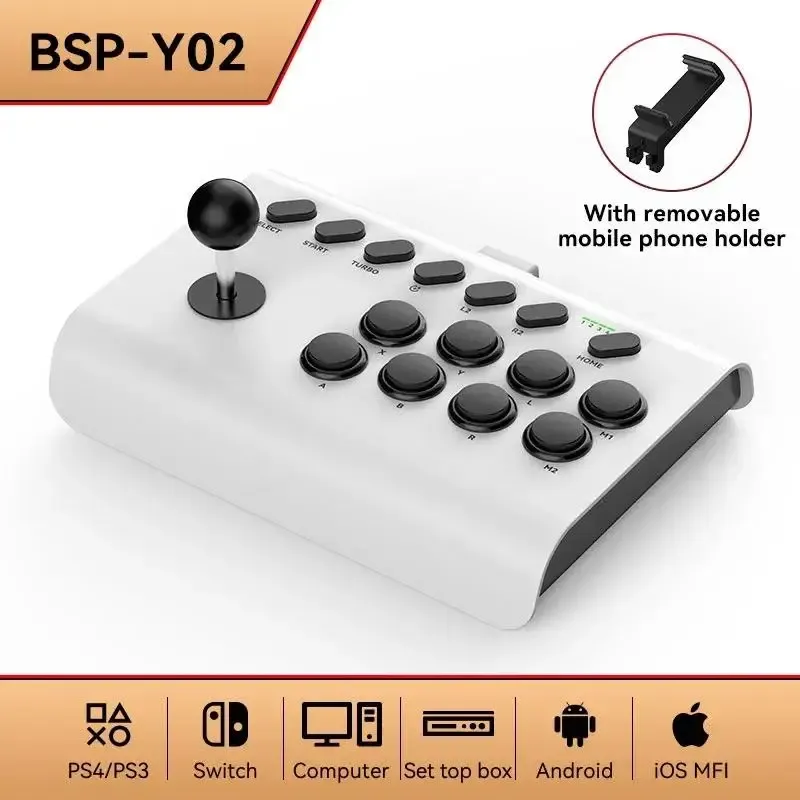 Joysticks BSPY02 dla przełącznika dla PS3/PS4 Arcade Game Rocker Bluetooth Wireed Wired kontroler do telewizji PC iOS Android Steam Joystick