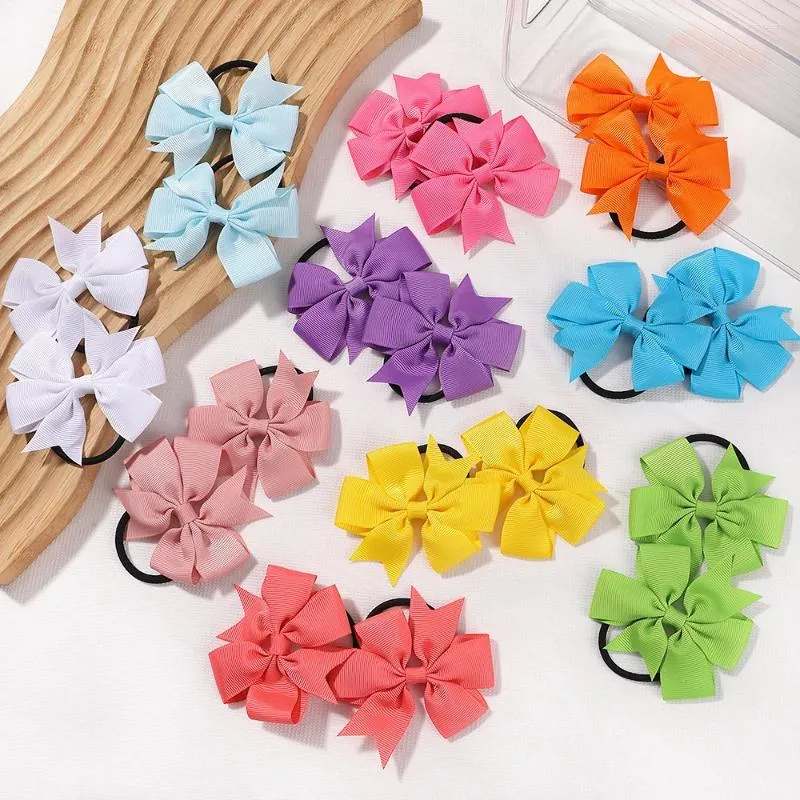 Hair Accessories 2pcs Baby Ribbon Bowknot Hairbands Head Rope Girl's Cute Big Bow Horse Tail Daily Party Dress Up Loop