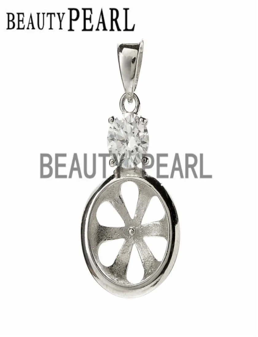 Hopearl Jewelry Pendant Inställningar Cubic Zirconia 925 Sterling Silver Findings Pendant For Big Pearl 3 Pieces5041058