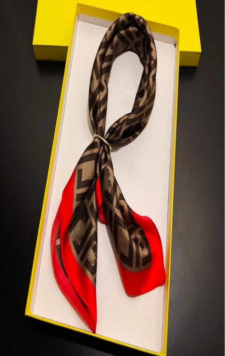 Дизайнерские шелковые шарфы 50см50см размер f буквы стиль ретро женские повязки на голову женские кольца платок 3 цвета высшего качества2364850