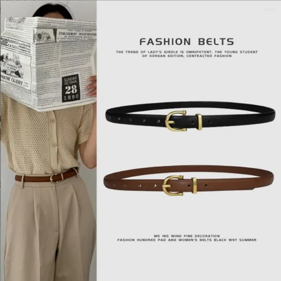 Belts Fashion Thin Leather Belt For Women Black White Brown High Quality Metal Buckle Waistband Female Girls Pants Jean Waist239a