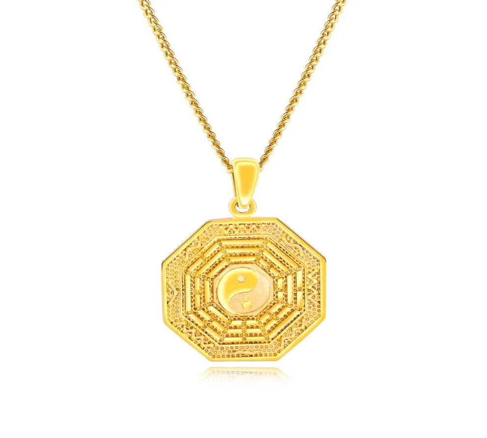 Goldfarbene Tai-Chi-Anhänger-Halskette, Klatsch-Balance-Symbol, Yin-Yang-Split-Halskette für Männer oder Frauen2147416