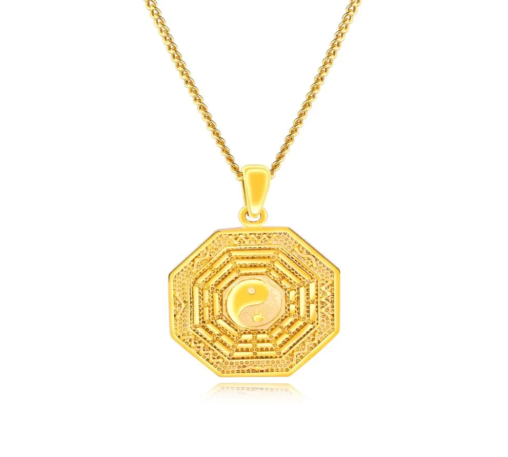 Guldton Tai Chi Pendant Necklace Gossip Balance Symbol Yin Yang Split Halsbandkedja för män eller kvinnor2147416