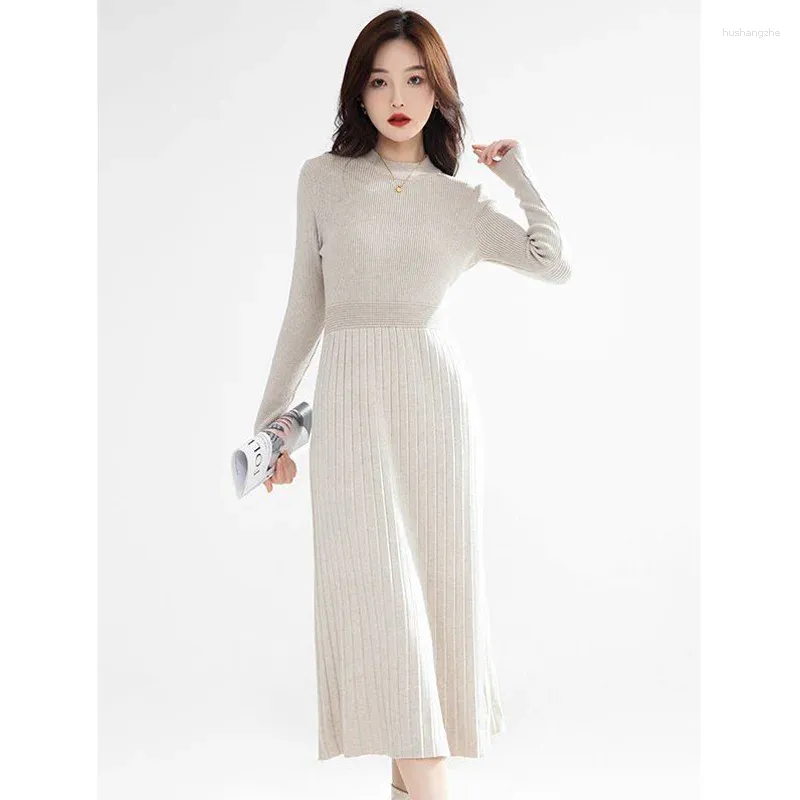 linen formal dress LINEN SILK TWEED DRESS IN BROWN