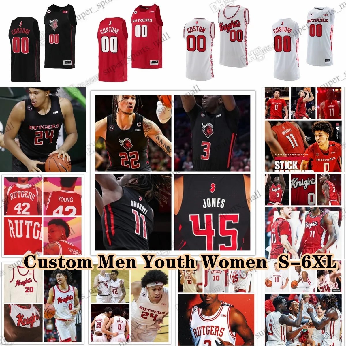 NCAA Custom S-6xl Rutgers Scarlet Knights College Basketball 11 Clifford Omoruyi Jerseys 0 Derek Simpson Jeremiah Williams Aundre Hyatt Mawot Mag Fernandes