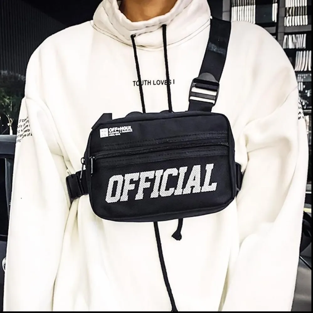 Borsa da petto da uomo piccola attrezzatura tattica gilet hip-hop streetwear da esterno per marsupio Kanye235g