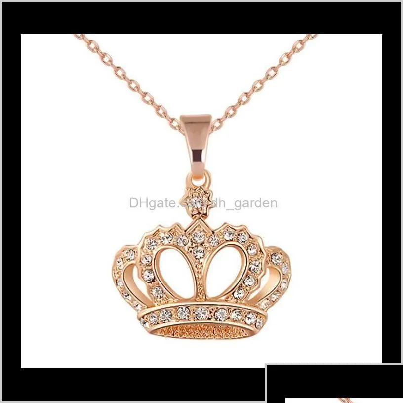 Naszyjniki wisiorek wisiorki upuszczenie dostawa 2021 Modna złoto platowany kryształowy naszyjnik kryształ korona ślubna biżuteria panna młoda kobiety Dhtre Dhtre