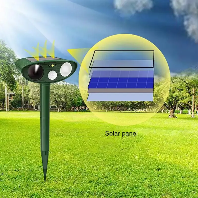 Utrustning Solar Animal Driver Ultrasonic Flash Bird Dog Cat Snake and Mouse Animal Outdoor Garden Repellers Pet Supplies