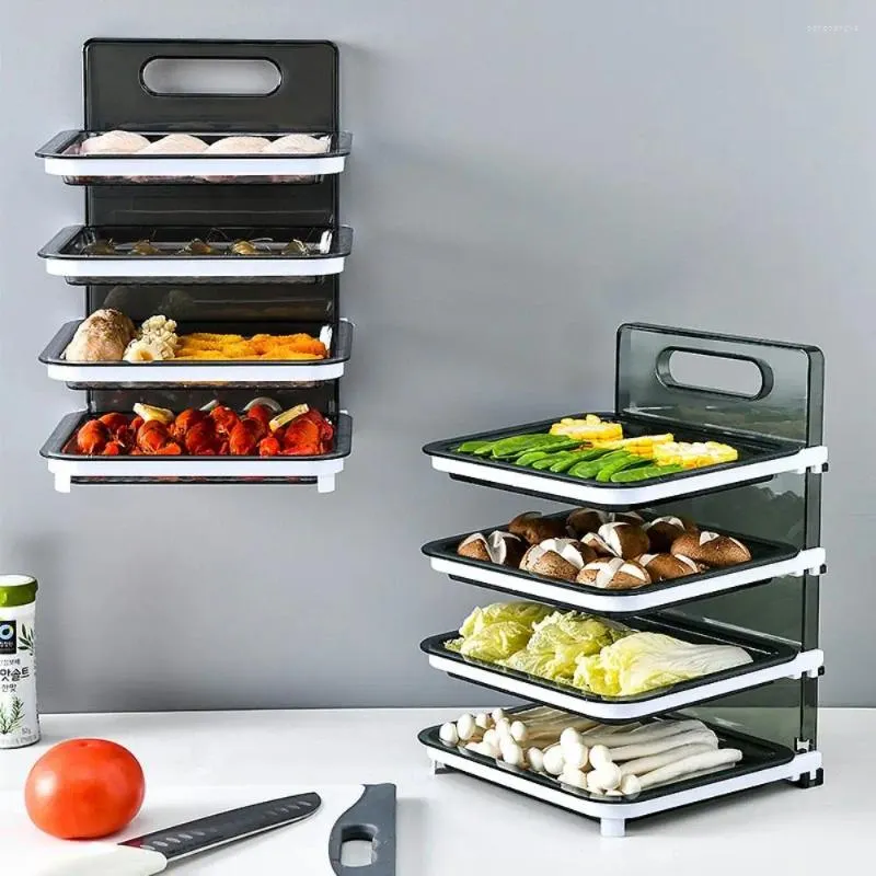 Kitchen Storage 2024 Foldable Multi-layer With Handle Household Fruit Tray Rack Vegetables Prepare Plate Side Dish