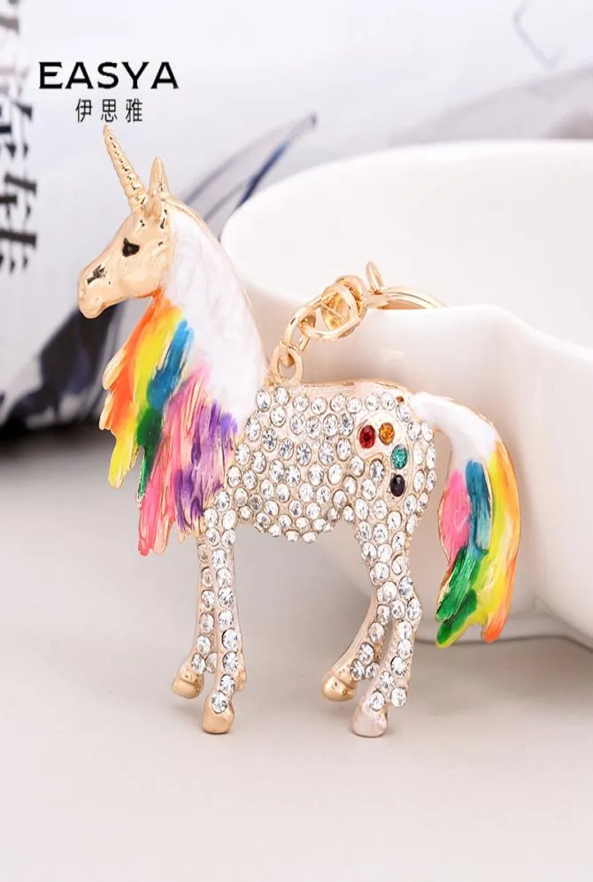 Unicorn Keychain Çanta Rhinestone Kolye Moda Aksesuarları Alaşım Keyasyon Yaratıcı Takılar Unicorn Anahtar Chains2874828