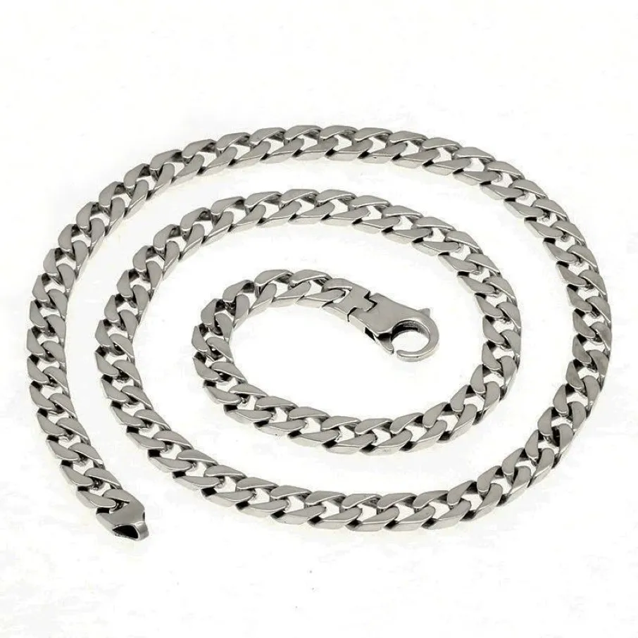 100% Solid S925 Sterling Silver Miami Cuban Chains Halsband för män Kvinnor Fina smycklås 7mm 50 55 60cm Tanklås Kedja X0502444
