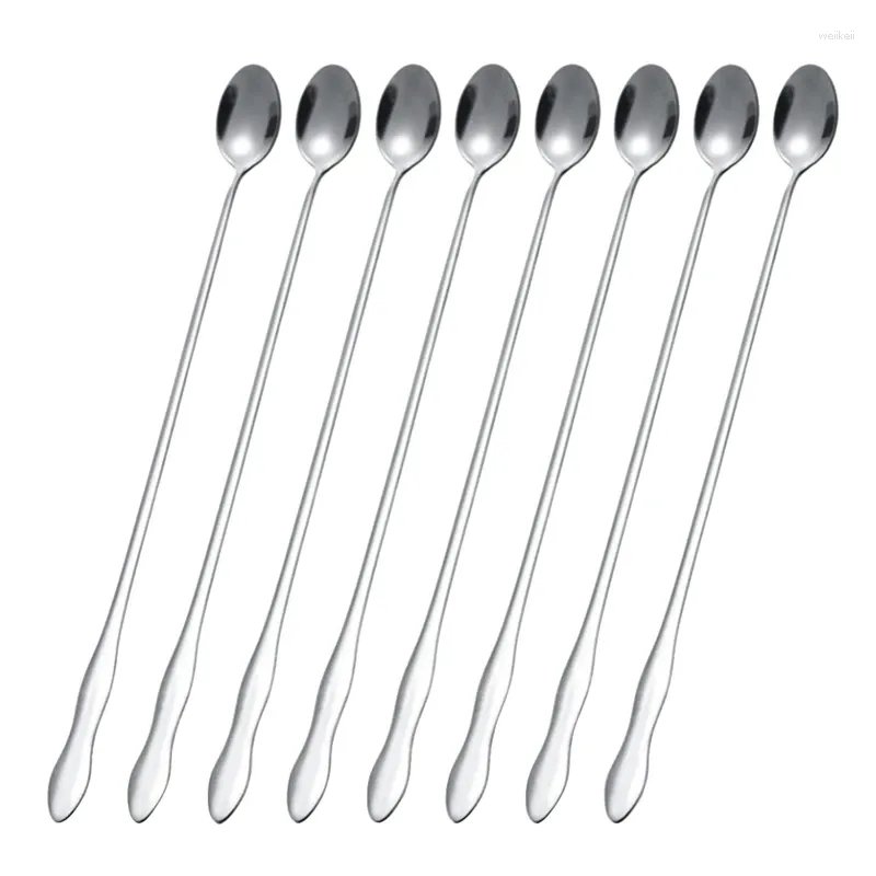 Colheres 8 Pcs Bar Colher Mexendo Cocktail Punho Longo Misturando Colheres De Chá Gelado Café Sorvete