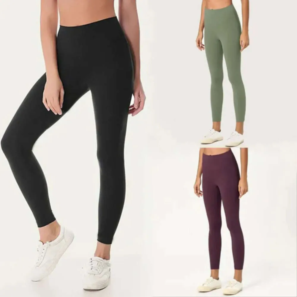 2024 Lululemeni High Waist Solid Color Sweatpants Yoga Pants Gym Clothingレギンスレギンス弾性fies