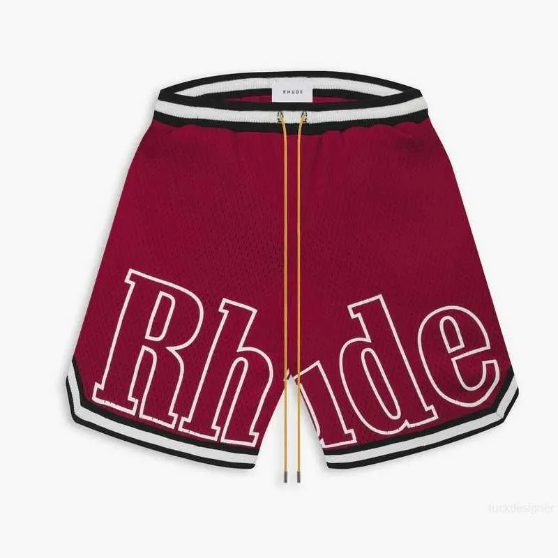 Designer designer shorts rhude shorts heren capsule shorts zomer strandbroek mesh materiaal ademend zweet losse fitness basketbalbroek heren korte rode shorts si