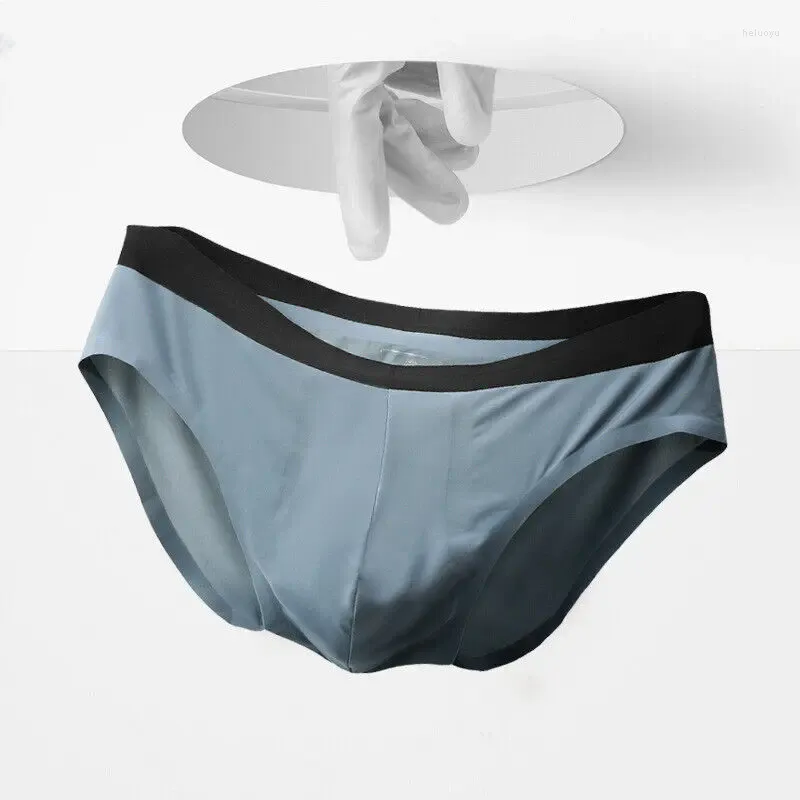 Underpants Men Ultra Thin Underwear Briefs Ice Silk U Pouch Breathable Low Waist Panties Calsoncillos Para Bikini Hombre Men's