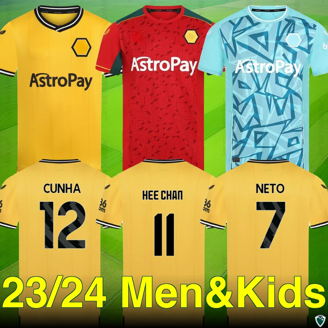 23 24 Maglie da calcio di Sarabia Wolves Raul Matheus Neto Neves Traore Wanderers Podence Lemina Hee Chan Wolverhampton Shirt calcistici da uomo Kit Kids Uniforms