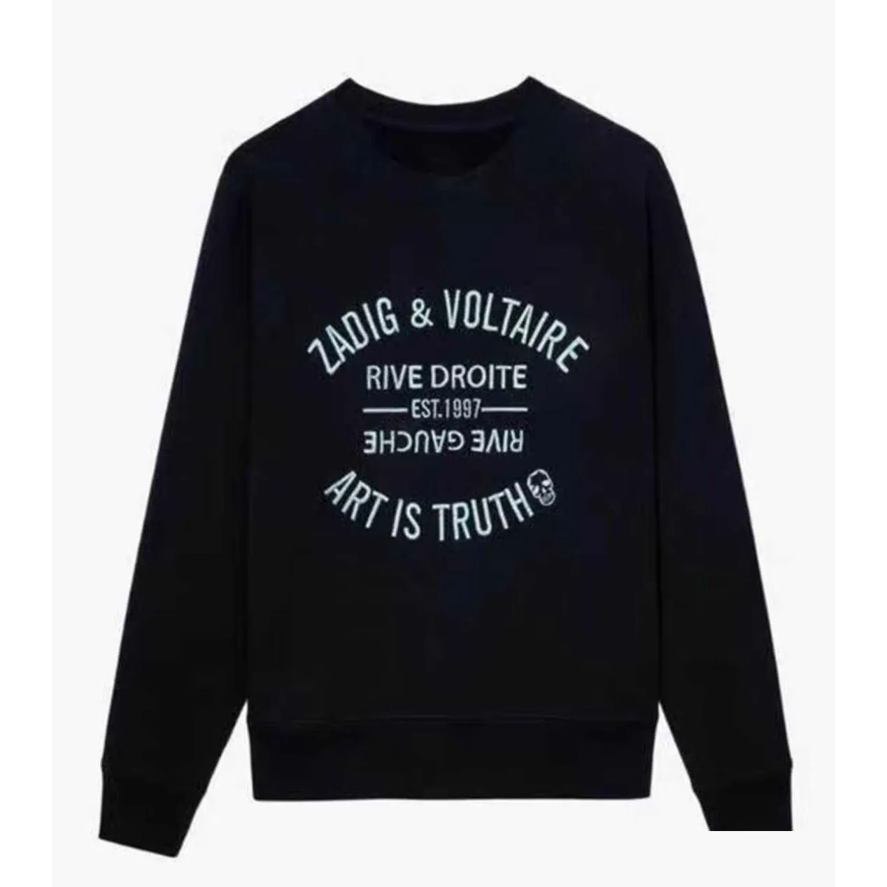 Moletons masculinos Zadig Voltaire Designer Hoodie ZV Plover Womens Preto Clássico Carta Bordado Algodão Branco Solto Suor Ot9Qu