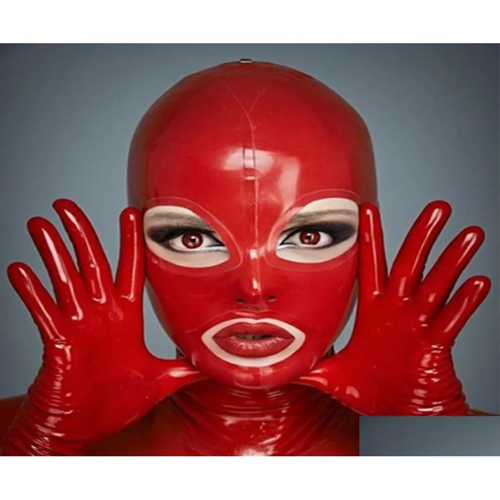 Accessoires de costumes 100 hottes en latex pur bouche ouverte pour catsuit masque fétiche en caoutchouc cosplay tenue de fête costumes faits à la main 7702600 D Othcq