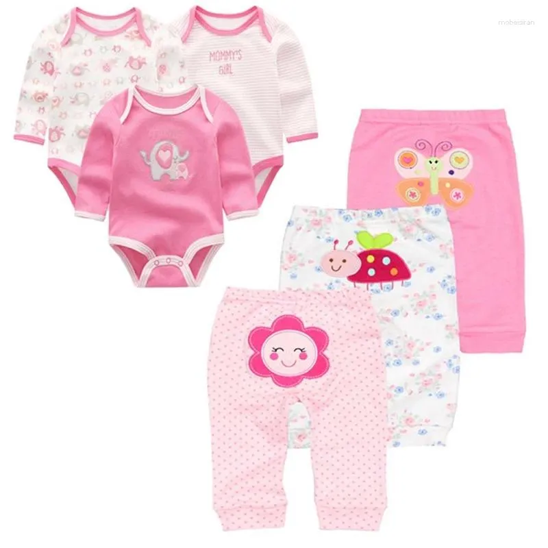 Ensembles de vêtements à la mode pour bébés filles, combinaison à manches longues, body et pantalon, 6 pièces/lot, ensemble pour garçons en bas âge