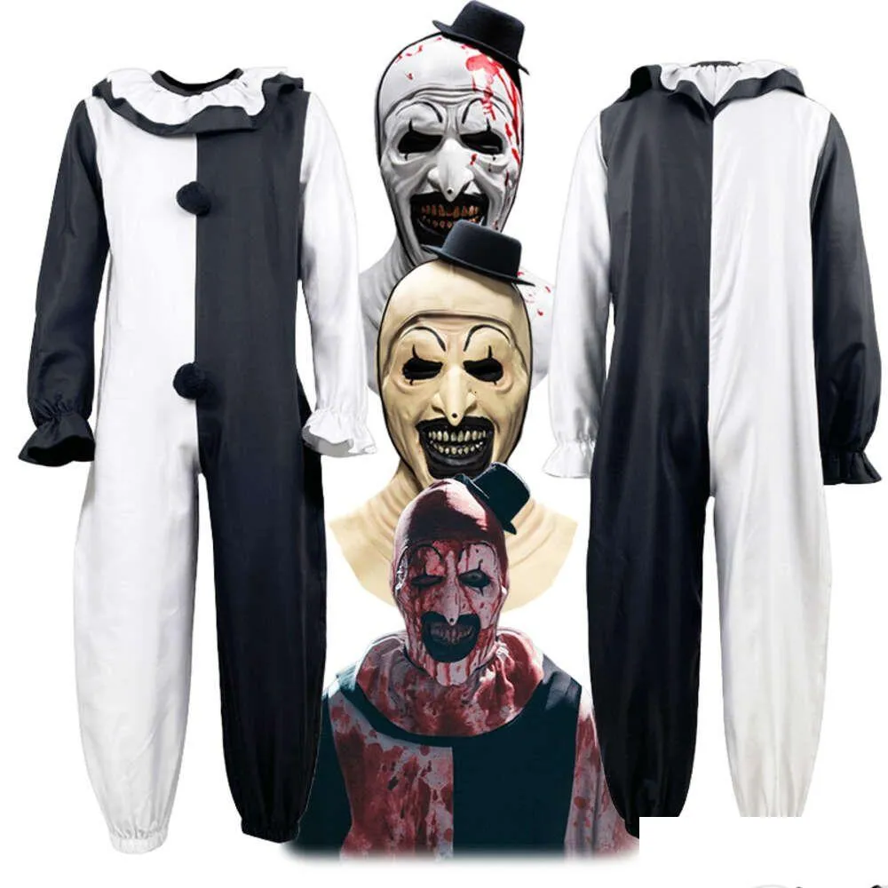 Anime Kostümleri Sanat Palyaço Cosplay Terrier Costume Korku Bodysuit Maske FL Suit Cadılar Bayramı Partisi Erkekler İçin Adtcosplay Drop Teslimat DHDSG