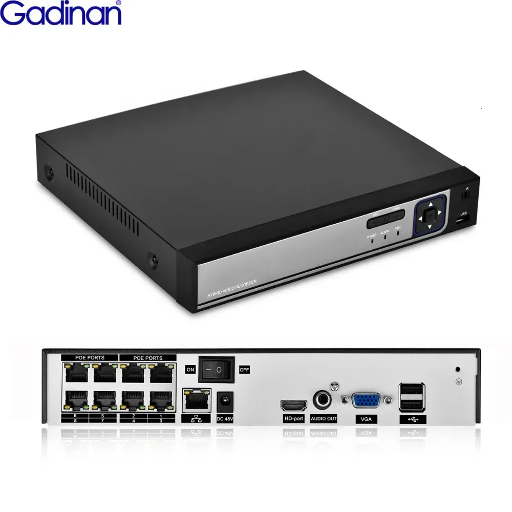 Gadinan H265 H264 POE CCTV NVR enregistreur vidéo de Surveillance de sécurité 8CH 4CH 5MP PoE NVR IEE8023af pour système de caméras IP PoE 240219