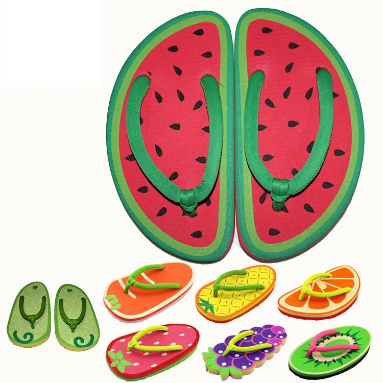 Summer Fruit Slipper Cartoon Cute Home Candy Series Flat Bottom Clamping Cartoon Slippers green pink trend