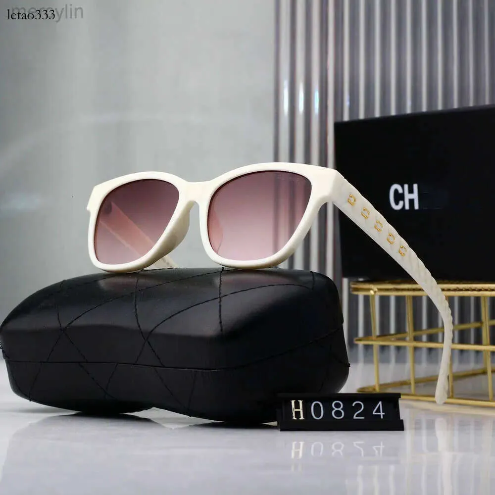 Designer S Womens Mens Fashion Trend Stor ram Travel Solglasögon UV -skydd 0824 Vit