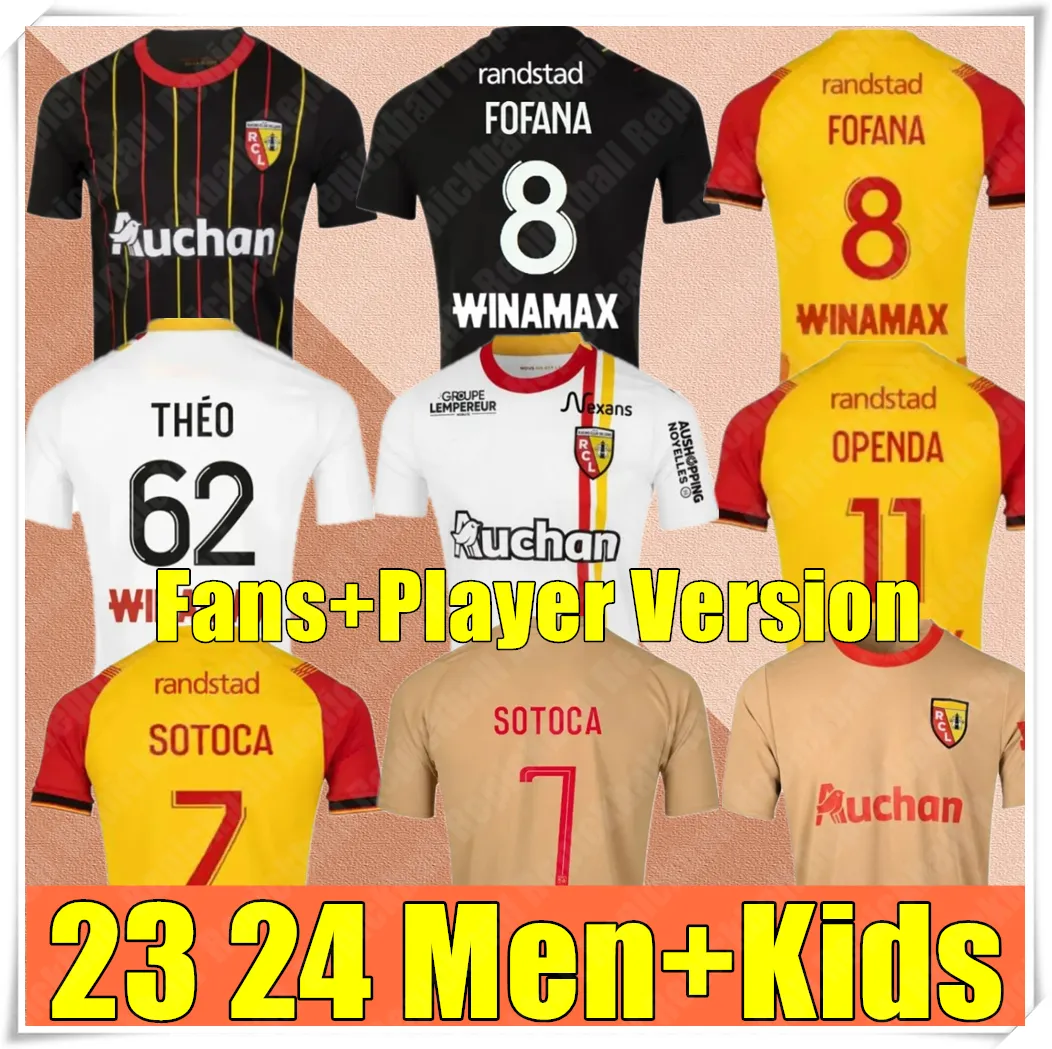 Maillot RC Lens 23 24 Futbol Formaları Evde Saint-Barbe Özel Kakuta Fulgini Spierings Diouf Sotoca Fofana Ganago Futbol Gömlek 2023 Çocuk Hayranları Oyuncu Versiyonu