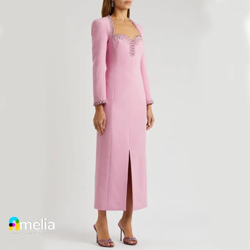 Parti Elbiseleri Amelia Dubai Balo Elbise Ayak Bileği Uzunluğu ile Tam Kollu Akşam Kadın Doğum Günü Düğün Resmi Gowns Arabistan