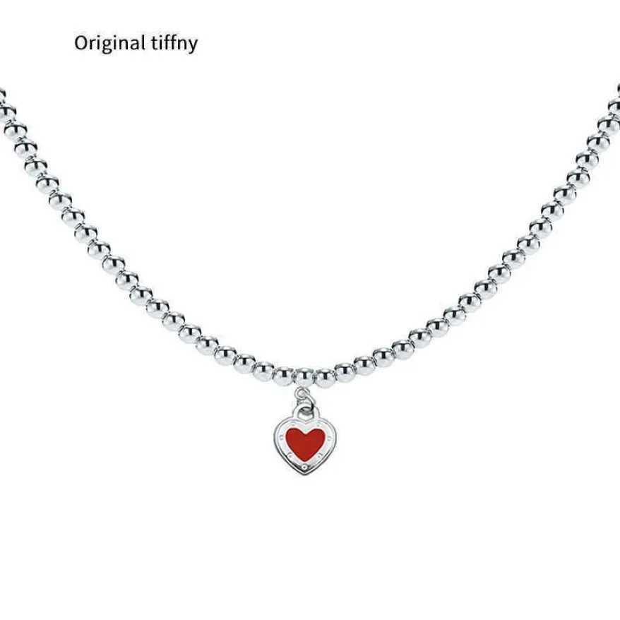 Designer halsband Täräckad klassisk stil 925 Silver Blue Red Pink Heart Pendant Halsband för kvinnor Bröllopsengagemang med Box Y2303329