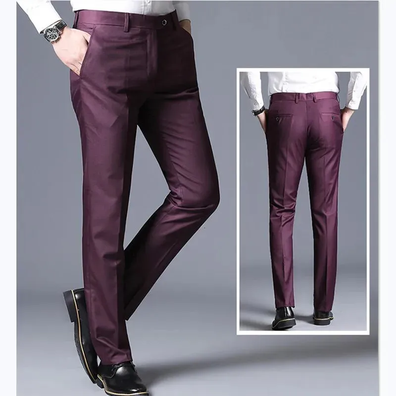 Pantaloni da completo da uomo Pantaloni eleganti da uomo primaverili Pantaloni da ufficio dritti Pantaloni formali da uomo Pantaloni eleganti neri da uomo 240222