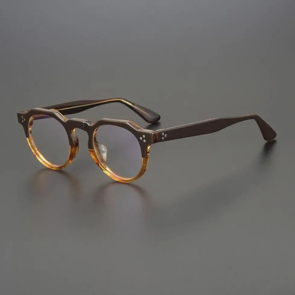 Montature per occhiali da sole alla moda Montature per occhiali in acetato da uomo Designer vintage Occhiali da vista rotondi Miopia Lettura da donna Prescrizione Clear261D