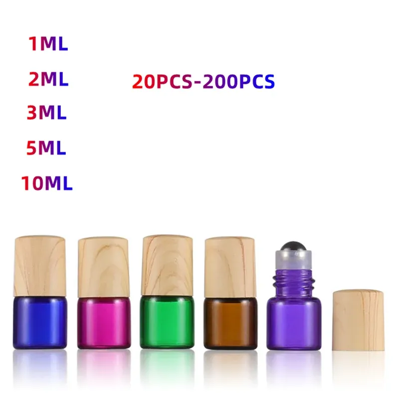 Flaska 110 ml Walk Bead Bottle Steel Ball Color Essential Oil Mini Parfym Portable Glass Split tom Amber Roll On Exempel Test Injektionsflaskor