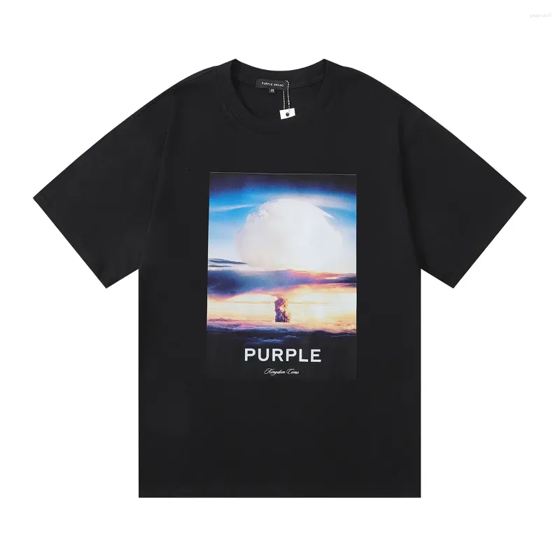 Camisetas para hombre 2024ss camisa púrpura hombres mujeres High Street blanco negro camiseta caja impresión top tee manga corta streetwear 28xg