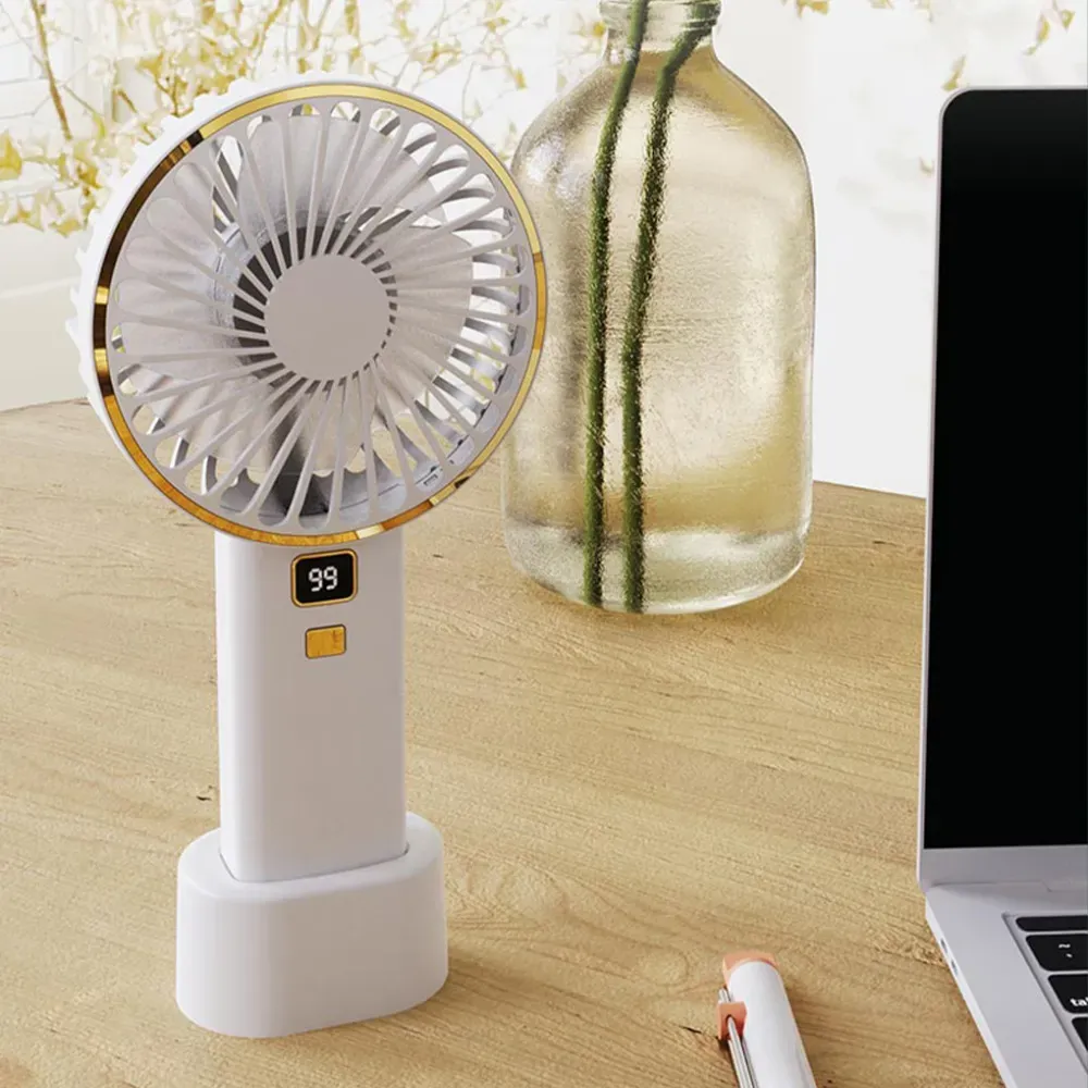 USB Mini Fan Rechargeable Portable Handheld Fan Digital Display Lazy Temporary Travel Shopping Cooling Home Car Air Cooler