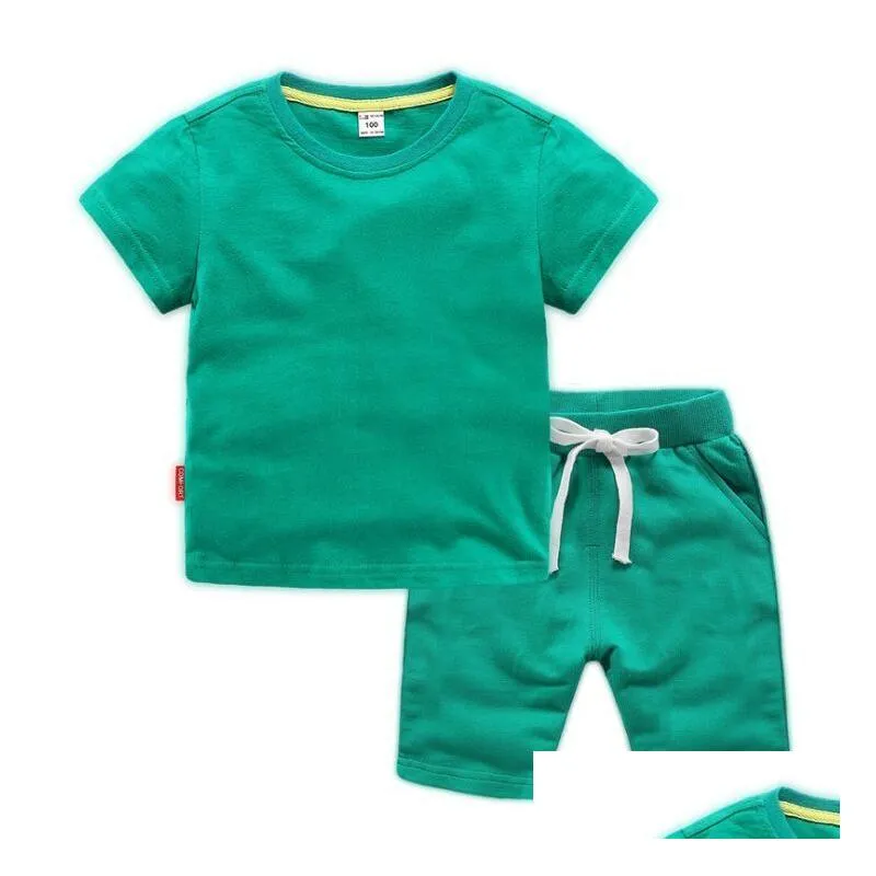 Kläder sätter sommarvarumärke babykläder passar barn mode pojkar flickor tecknad t-shirt shorts 2 st/set småbarn casual dr dhqpo