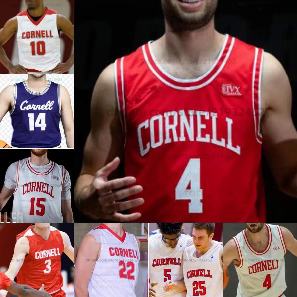 Custom Cornell Big Red Basketball 13 Isaiah Gray 14 Darius Ervin 15 Keller Boothby 20 Sean Hansen 22 Jake Fiegen 24 Josh Baldwin hommes femmes maillots de jeunesse