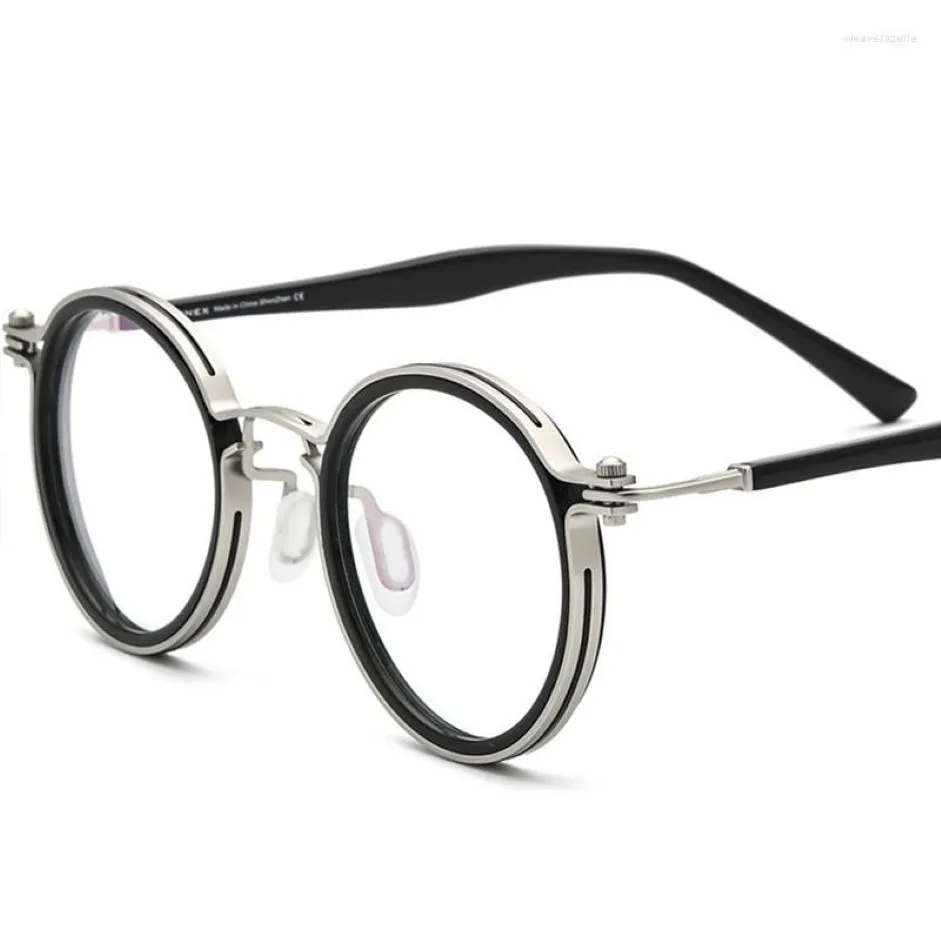 Lunettes de soleil Cadres Titanium Acétate Optique Lunettes Cadre Homme Marque Rétro Vintage Ronde Lunettes Femmes Prescription Spectacles My277s