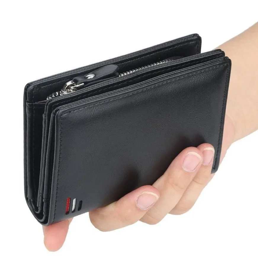 Wallets Brand Men PU Leather Short Wallet With Zipper Coin Pocket Vintage Big Capacity Male Money Purse Card Holder261t