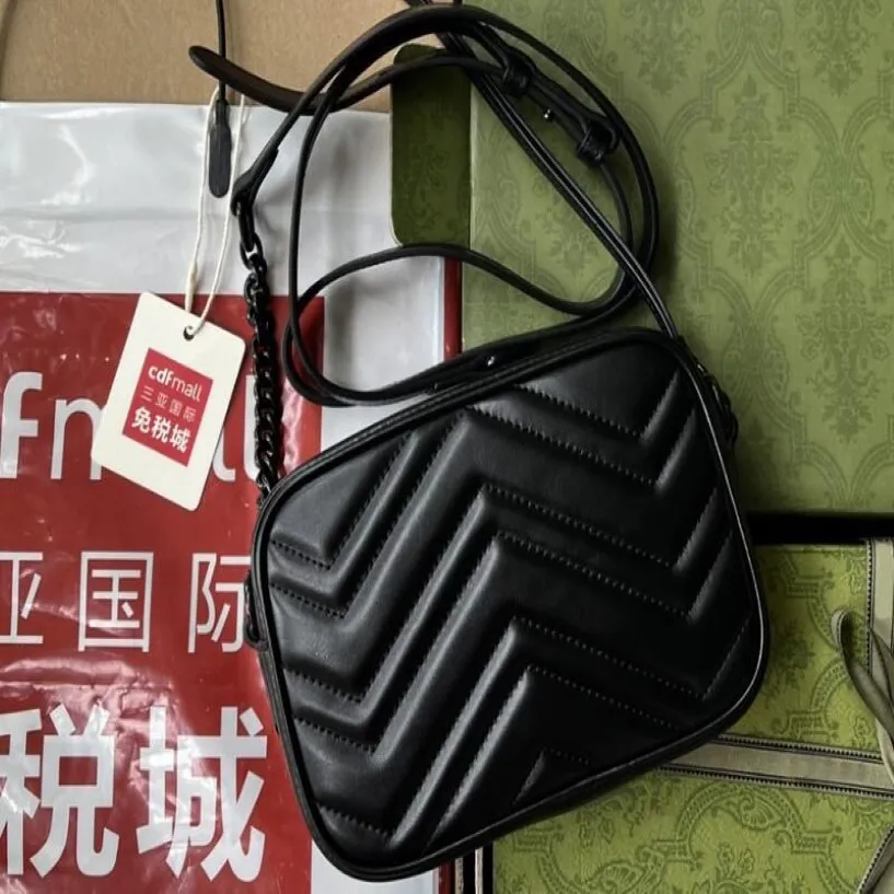 Realfine Bags 5A 634936 18cm Marmont Mini Sholdent Handbag Black Hardware Handbags Dust Bag283Wの女性のための財布