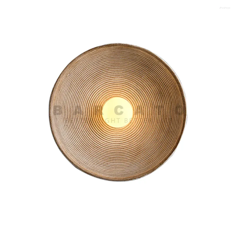 Wandleuchte, japanische Retro-Holzmaserung, Lampen für Nachttisch, Arbeitszimmer, Esszimmer, Flur, rund, Innen-Deko, G4-Wandleuchte, Leuchten, 110 V, 220 V