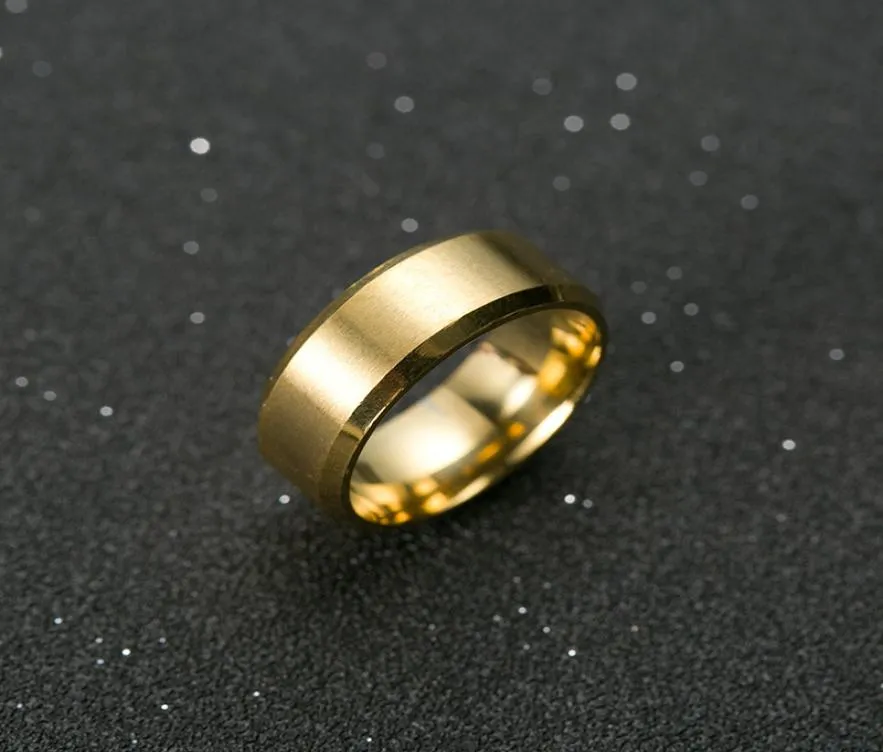 Fascia per anello in acciaio inossidabile al titanio da uomo e donna da 8 mm con bordo smussato lucido superiore piatto spazzolato misura USA 7122278460