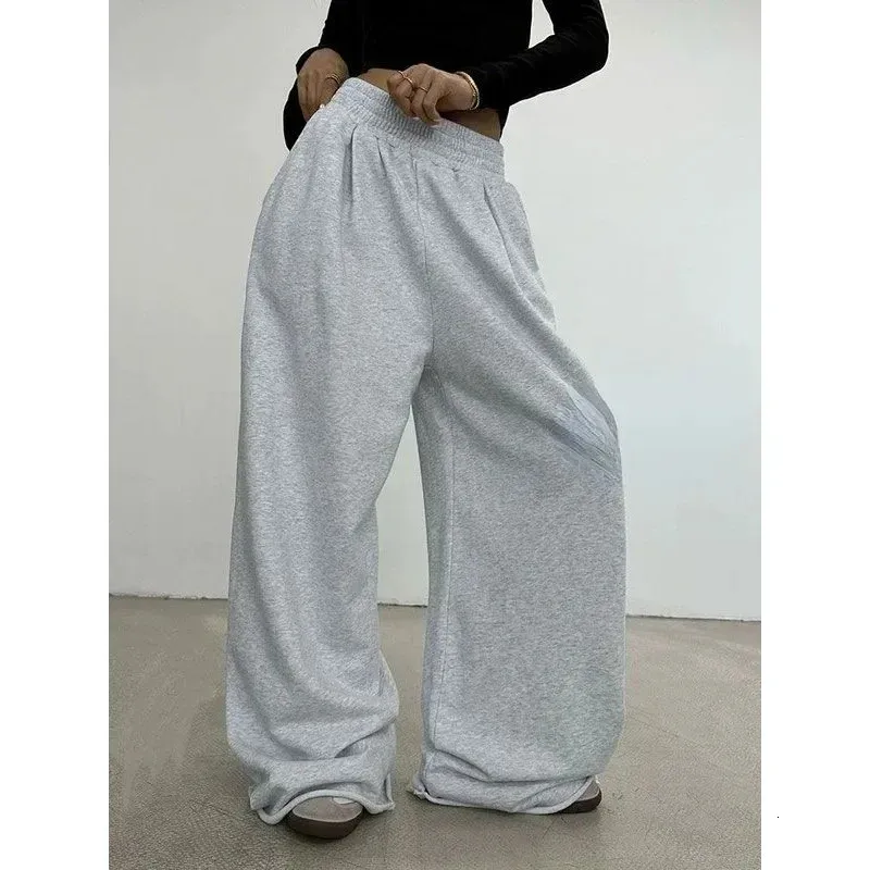 Baggy Sweatpants Womens Grey Oversized Wide Leg Trousers
