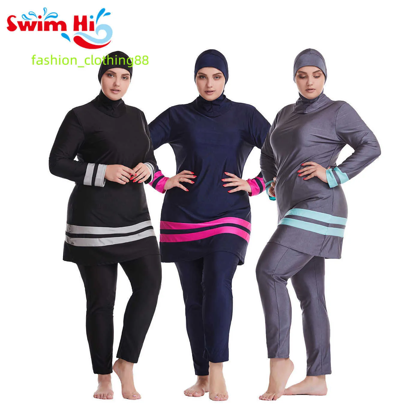 Maillot de bain modeste pour femmes musulmanes islamiques, grande taille, entièrement couvert, avec couvre-tête