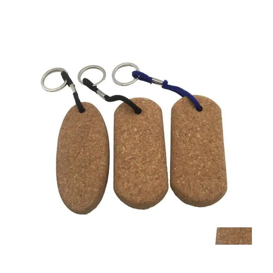 Keychains Lanyards Creative Wood Keychain Cork Diy Car Bag Decoration Pendant Key Chain Keyring Drop Delivery F Fashion Accessori DHKH6