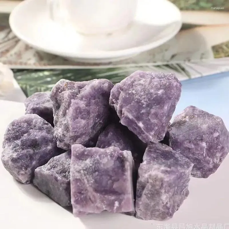 Estatuetas decorativas de alta qualidade, natural, roxo, lepidolite, pedra rara áspera, cura reiki, amostra mineral de quartzo, decoração de casa